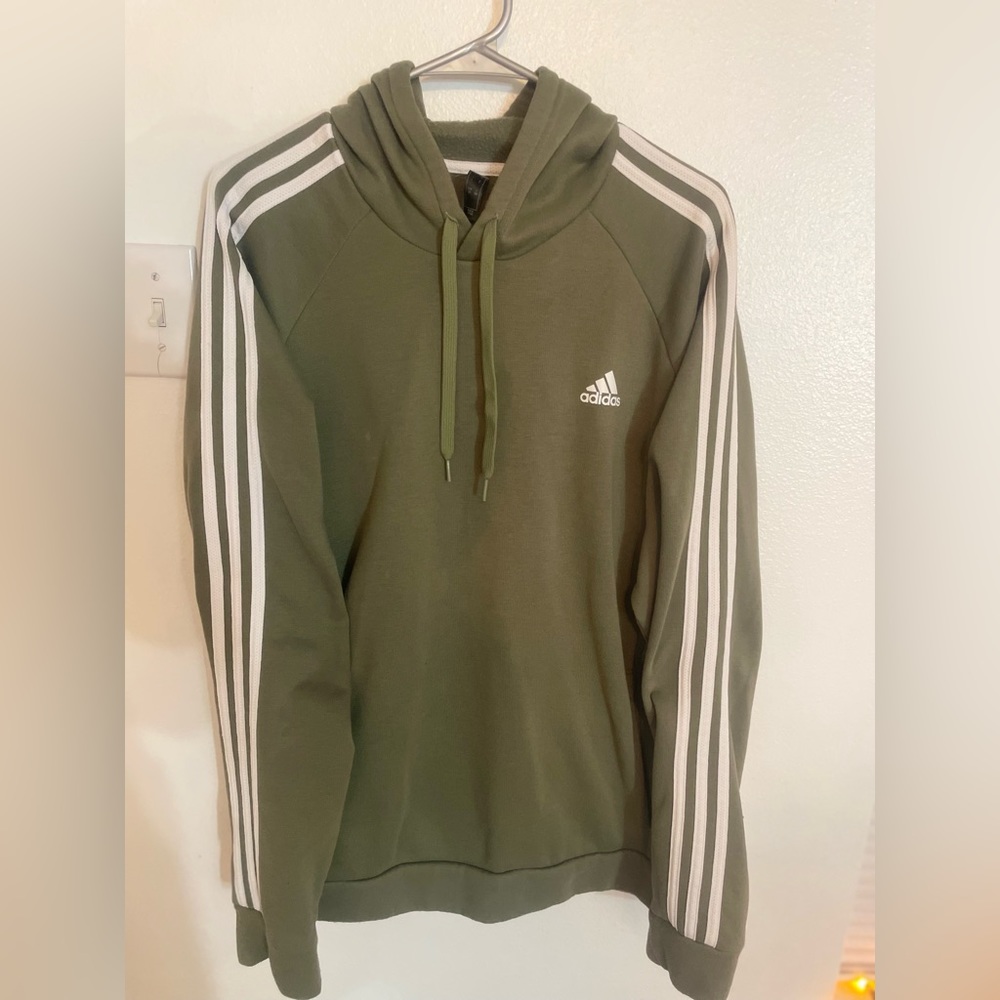 Green Adidas Striped Hoodie